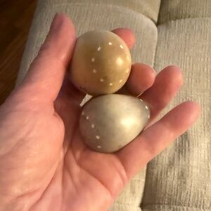 Set Of 2 Eggs Made Of Stone Or Marble, Hand Made